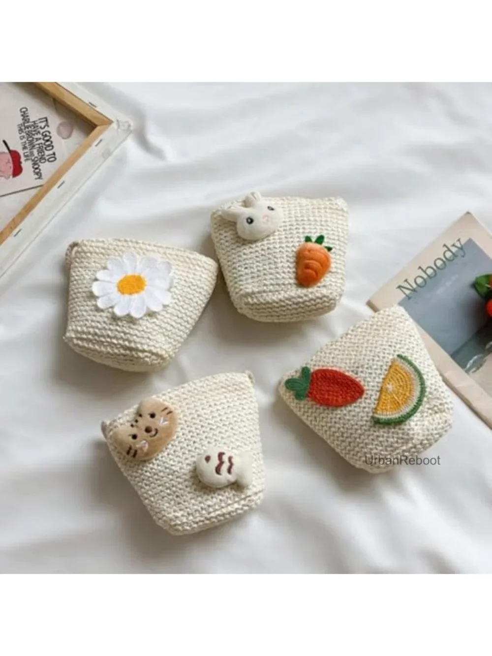Crochet Crossbody Purse Cute Straw Beach Shoulder Bag Small Wallet Pouch